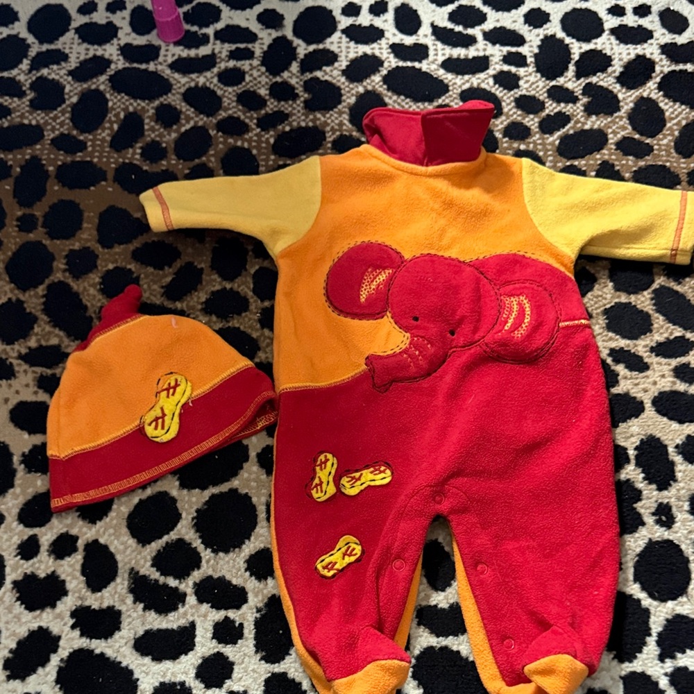 Vibrant Red and Yellow Elephant Kids Footie
